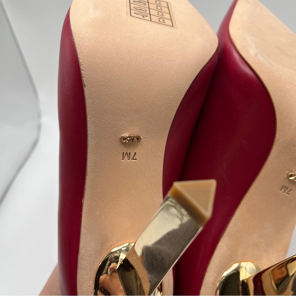 NWB MICHAEL KORS Halle Leather Mule Pump size 7M red gold heel - Picture 11 of 11